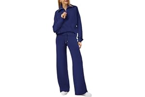 XIEERDUO Lounge Sets For Women 2 Piece Outfits Half Zip Sweatshirt And Wide Leg Sweatpant 2024 Sweatsuit Tracksuit