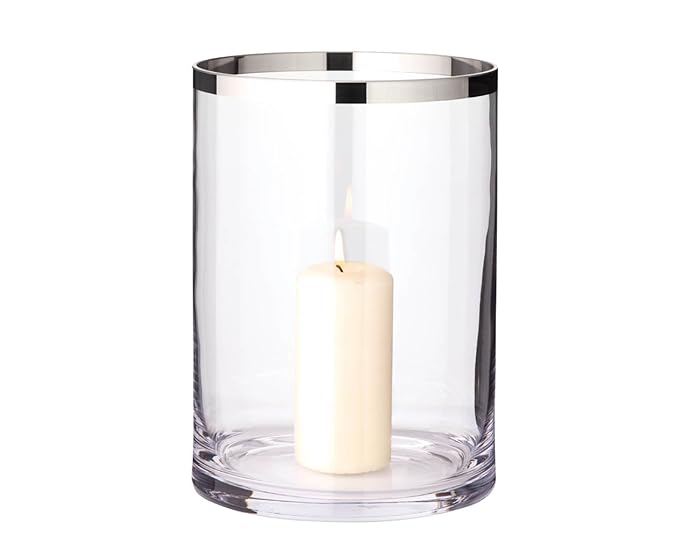 EDZARD Windlicht „Molly“ aus Platinglas, Höhe 25 cm, Durchmesser 18 cm
