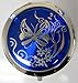 Purse Handbag Double Compact Cosmetic Mirror - Butterfly - Dark Blue