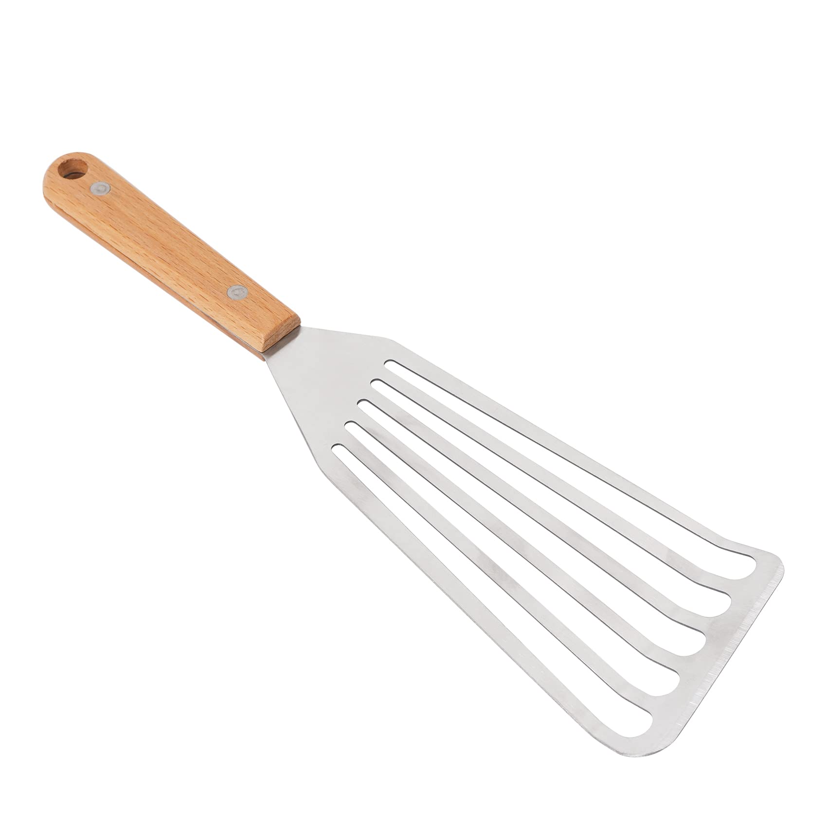 SAVORLIVING Fish Spatula, Stainless Steel Thin Slotted Spatula with Wooden Handle, Heat Resistant Slotted Fish Turner with Sloped Head Design for Flipping, Frying and Grilling