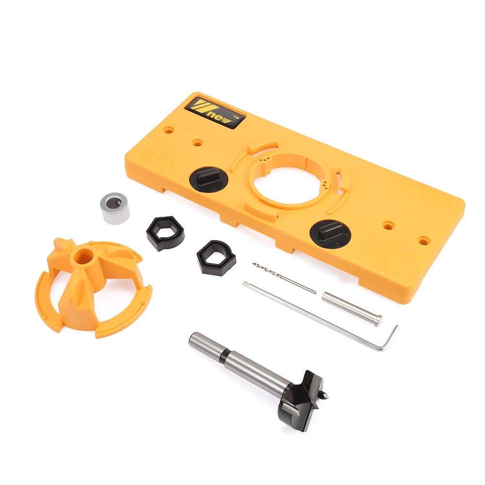 ArtisanShow Hole Puncher Locator Opener Door Cabinets DIY Tool Jig Drilling Guide Concealed Hinge Drilling Jig Hole Locator Cabinet Door Installation Hinges Drill Woodworking DIY Tools (Orange)