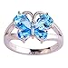 Psiroy 925 Sterling Silver Plated Created Blue Topaz Filled Butterfly Ring Size 10