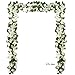 6 Feet Artificial Rose and Lily Garland, Artificial Silk Rose Lily Flower Ivy Vine Leaf Hanging Garland Wreath Garland for Home Wedding Wall Decor Lily (White)
