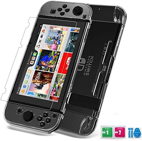 Nintendo Switch Case, Switch Cover, Nintendo Switch Tempered Glass Screen Protector, Set combination, Crystal Clear Easy to Install and Take off, Highly Flexibility hardness Material, Aga