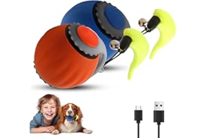 QITELL Speedy Tail 2.0 Cat Toy 2025 New Interactive Cat Toy Balls, Smart Automatic Rolling Pet Ball with Tail Two Speed Adjustment, Automatic Moving Smart Cat Toys Ball for Indoor Cats (Orange+Blue)