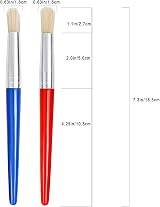 JCF Kids Paint Brushes 4-Piece Set Flat Tip Hog Bristles Plastic Handle view 2