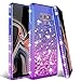 Galaxy Note 9 Case, LK [Gradient Quicksand Series] Glitter Floating Flowing Sparkle Flexible TPU Bling Diamond Clear Protective Case for Samsung Galaxy Note 9 - Purple