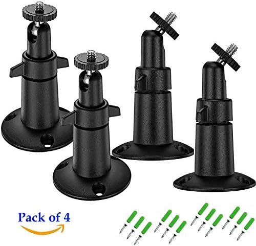 Mbangde (Pack of 4, Black) Security Camera Metal Wall / Ceiling Mount, Adjustable Indoor / Outdoor Mount for Arlo, Arlo Pro, CCTV Camera and Other Compatible Models
