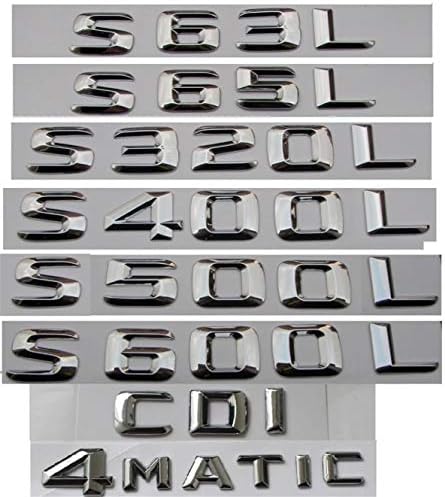 Chrome Trunk Letters Badge Emblem Emblems S55 S63 AMG S400L S500 S500L S600L S320L V8 BITURBO 4MATIC HYBRID (S55)