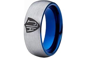 CLOUD DANCER 8mm Width CTR Ring Spanish HLJ Ring - Black Pipe or Silver Tone Brushed Dome and Blue Inside Free Customized Service