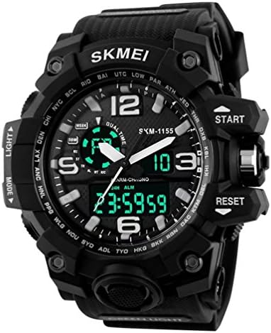 Men's Analog Digital Quartz Sport Watch Multifunction Dual Dial 24H Military Time Waterproof Casual Back Ligh 50M Water Resistant Day Date - Black