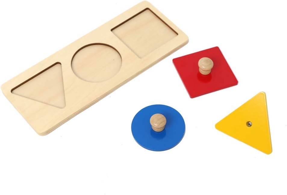 Montessori Puzzles for 1 Year Old Wooden Geometric Shape Puzzle Early Sensorial Development Toy: Toys & Games