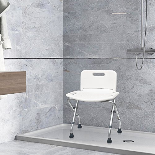 JCMASTER Collapsible Shower Bench with Back for Adult, Portable Bath