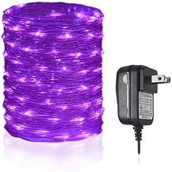 HAHOME Waterproof Fairy String Lights,33Ft 100 LEDs Indoor and Outdoor Starry Lights with Power Supply for Christmas Halloween Wedding and Party Decoration,Purple
