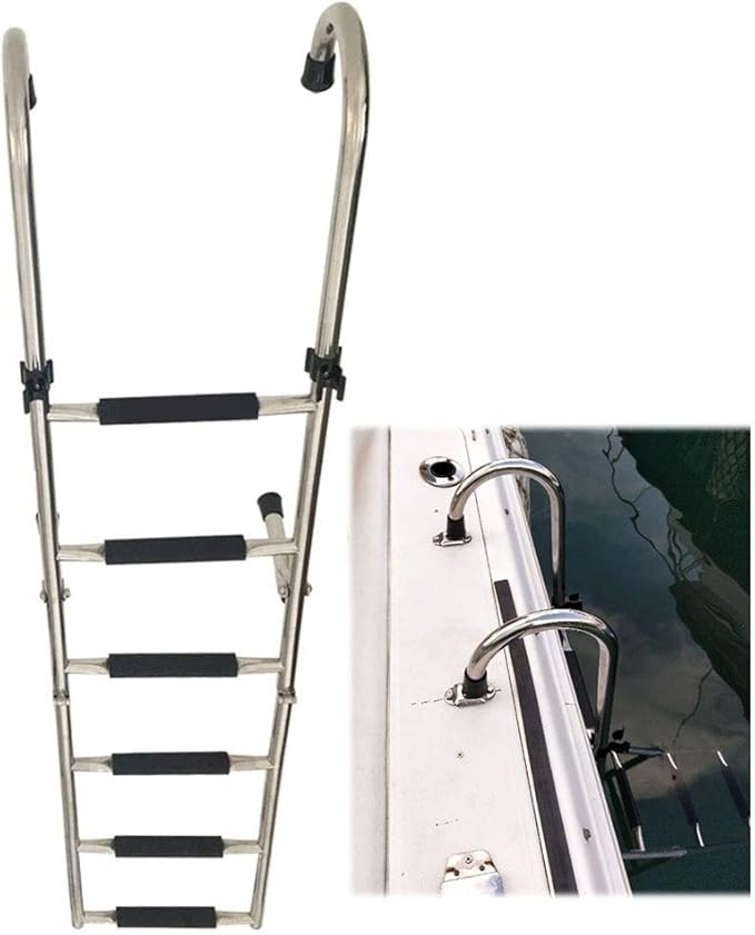 Extra Tall 1.65m Telescoping Boat Ladder 6Step, NonSlip