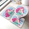 Moslion Mermaid Bath Mat Cute Little Mermaid with Heart Fish Sequin Seashell Coral Starfish Bathroom Mat Set 3 Pieces… 51PO%2BZbfb8L. SS100