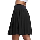 KORALHY Women's Pleated Skorts 20" Inch Knee Length Skirt Color Blocking Quick Dry Golf Tennis Skirts with Pockets