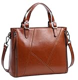 Iswee Leather Tote Shoulder Messenger Bags Purse Handbags for Women (Brown)