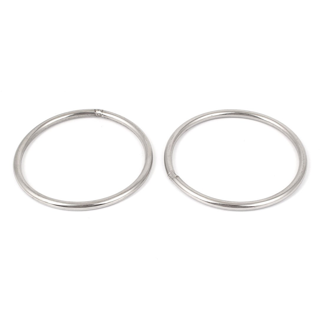 Sourcingmap a16022600ux0076 M6 x 100mm 201 Stainless Steel Strapping Welded Round O Rings 2 Pcs, Silver Tone, Set of 2 Pieces