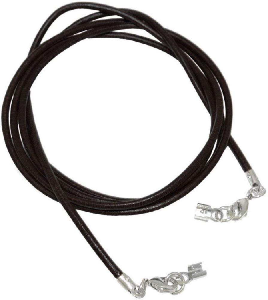 unbespielt Leather Cord Necklace for Pendant Black Men Women 2 x Lobster Clasp Silver Colored 1 m x 2 mm Shortenable