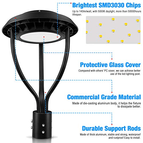 KUKUPPO 80W Led Circular Post Top Pole Light, ETL Listed 10125Lm LED
