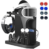 PlayStation Vertical Stand - ElecGear PS4 Charging Station, Cooling Fan Cooler, PSVR Headset Storage Holder, Charger Dock for DualShock &amp; PS VR Move Motion Controller, 4Port USB Hub for PS4, Slim, Pro