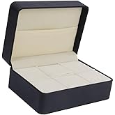 SHERCHPRY 6-Compartment Cufflink and Tie Clip Storage Box Black Compact Organizer Case for Men Jewelry Storage