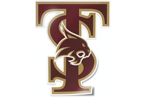 Nudge Nudge Printing Texas State Stickers, Bobcats Decal Maroon and Gold TS Interlocking Logo Weatherproof Officially Licensed NCAA Vinyl for Cars, Bumpers, Laptops, Bottles (Texas State University)