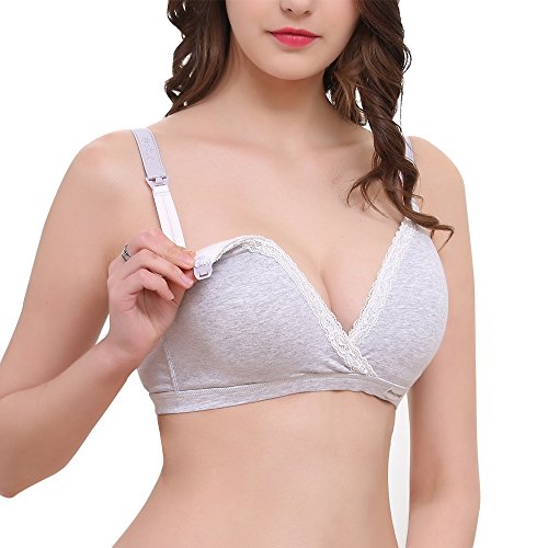 kapoki Women's Nursing Bra Lace Edge Cotton Seamless Maternal Postpartum No Rims 2 Breastfeeding Systems Bras