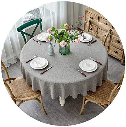 COOCOl Great Table Cover Round Wedding Party Hotel Table Cloth Cotton Linen Nordic Solid Tablecloths Home Decor,H,Diameter 110Cm Round