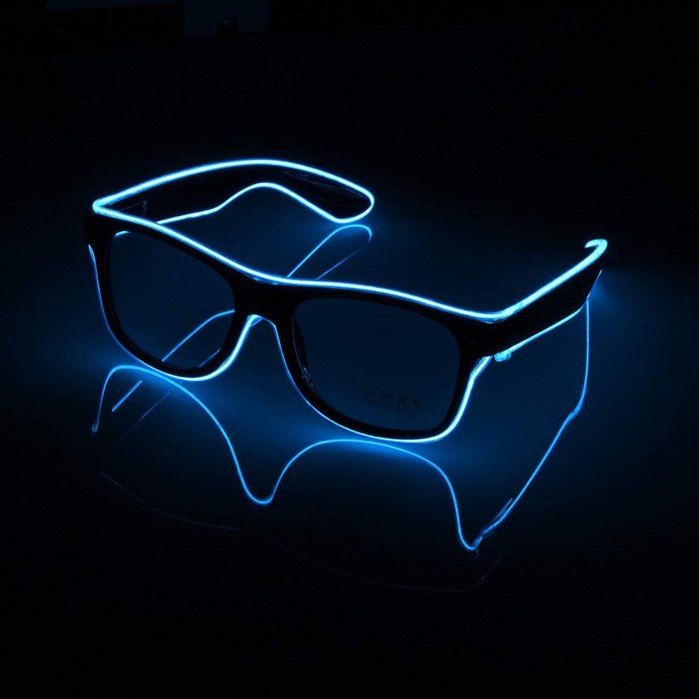 Gizelle® Neon El Wire LED Light Up Eyeglasses Eyewear For Nightclub Wild Party Halloween Crazy Parties Rave Party Clear With LED (Blue)-