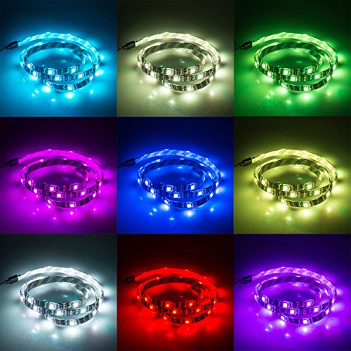 LED Strip TV Backlight Bias Lighting for HDTV/Laptop/Desktop 3.28ft RGB Color 5V USB Powered with Remote