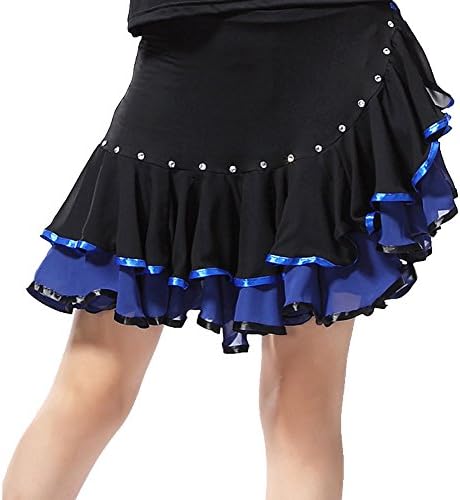 DanceQueen Women's Ice Silk Chiffon Latin Dance Dress Sapphire 1 Set