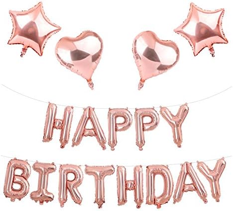 Birthday Decorations Party Supplies,Happy Birthday Party Decorations for Women,Rose Gold Party Supplies Banner Balloons