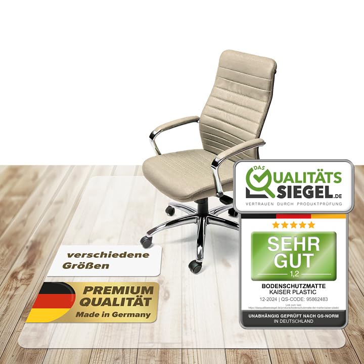 KAISER Chair Mat | Made-In-Germany | for Hard Floor | 75 x 120 cm (2.5' x 4') | Pure Polycarbonat