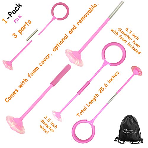 Todos Aman Foldable Flashing LED Skip Swing Jumping Wheel, Cool, Health, Fun, Sports, Fitness, Exercise, Coordination, Balance, Fat Burning for Both Adults and Kids, Great Gift Choice (1-Pack, Pink)