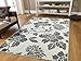 Large 8x11 Grey Modern Rugs with Tree Branches Area Rugs Modern Flowers Gray & White Abstract Contemporary Rugs 8x10 for Dining Rooms, 8x11