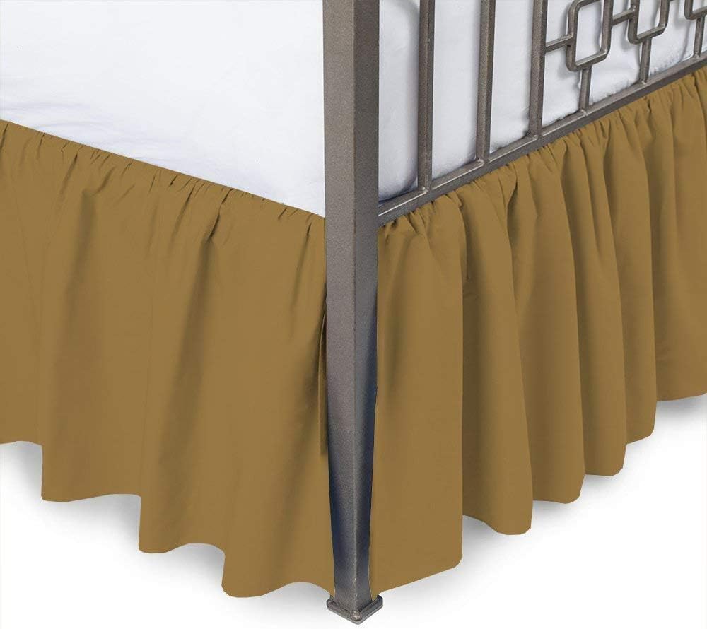Ruffled Bed Skirt with Split Corners, Poly Cotton, 22 Inch