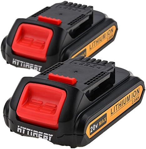 HYTIREBY 2 pack 20V 2.0Ah Lithium Ion Replacement Tool Battery for Dewalt Max DCB201-2, DCB201, DCB203, DCB204, DCB205, DCB200, DCB181-XJ, DCB181, DCB180