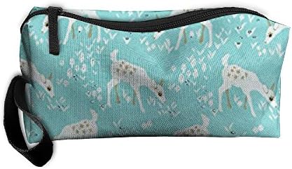 New Woodland Gathering Organic Deer Canvas Travel Toiletry Organizer Pencil Case Makeup Bag Hanging Printed Bag