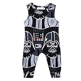 Freebily Infant Baby Boys Romper Sleeveless Printed Pattern Tops Jumpsuit Black 3-6 Months