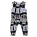Freebily Infant Baby Boys Romper Sleeveless Printed Pattern Tops Jumpsuit Black 3-6 Months