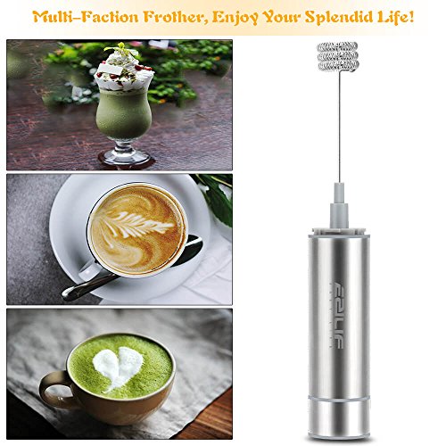 image for Milk Frother EZILIF Milk Frother Handheld Coffee Frother Battery Opera