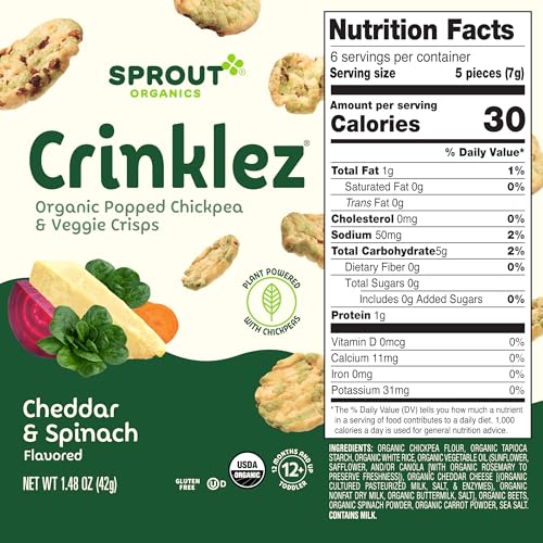 SPROUT ORGANIC CHEESY SPINACH CRINKLEZ, 1.5 OZ