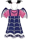 Cotrio Girls Vampire Dress up Boo-Tiful Costume Dresses Outfit Set Dressing up for 3-4yrs Size 4T (Dress+Hairband+Wing)