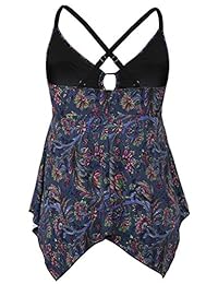 Mycoco Parte superior de tankini, con nudo en el frente y espalda cruzada. Traje de baño holgado para ocultar la barriga.