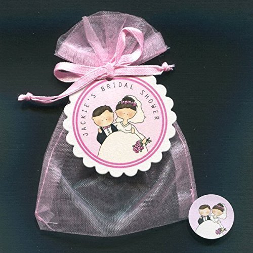 Bridal Shower Favor Candy Bag Sets, Bride and Groom Pink