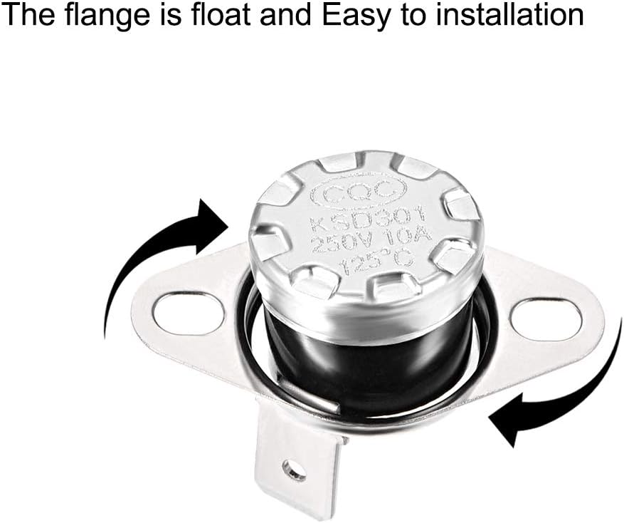 sourcing map KSD301 Thermostat 125°C/257°F 10A N.C Adjust Snap Disc Temperature Switch for Microwave,Oven,Coffee Maker 2pcs,Bakelite Material - Image 3