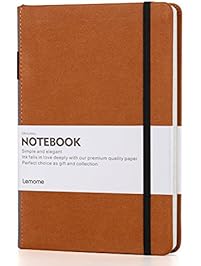Thick Classic Notebook with Pen Loop - Lemome A5 Wide Ruled Hardcover Writing Notebook with Pocket + Page Dividers Gifts, Banded, Large, 180 Pages, 8.4 x 5.7 in
