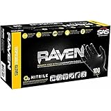 Raven 66519 SAS Safety Powder-Free Nitrile Disposable Glove, X-Large, 7 mil Thick, Pack of 100